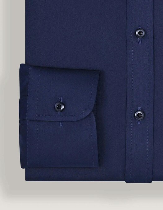 Men's Navy Designer Satin Dress Shirt
