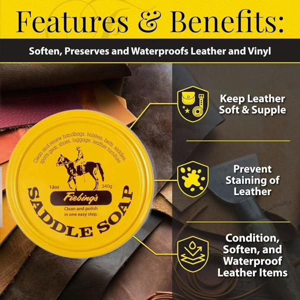 Fiebing's Saddle Soap Cleaner - Portable Leather Cleaning 3oz