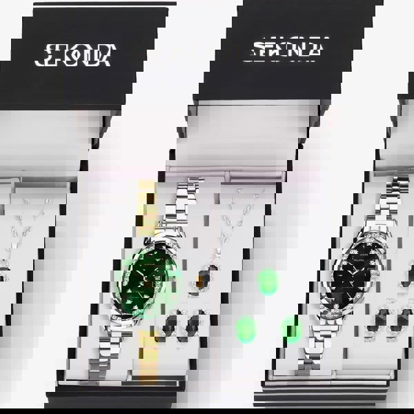 Sekonda Catherine Two Tone Green Watch Set 49038