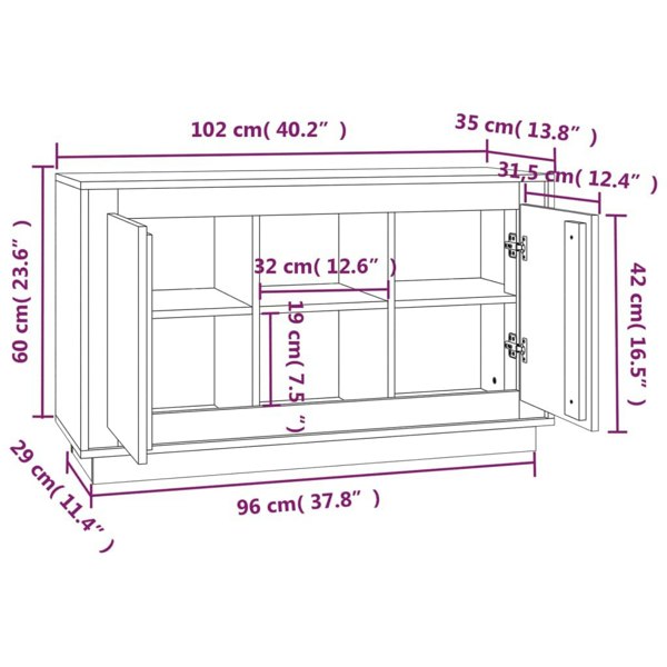 Berkfield Sideboard Concrete Grey 102x35x60 cm Engineered Wood