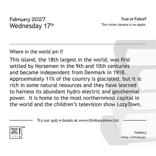 Are You The Brainiest Brit? Desk Calendar 2027, Desk Calendars, Day To View, Entertainment, Gift