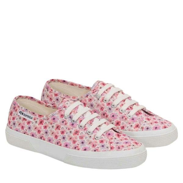Superga Womens/Ladies 3750 Leggera Flower Trainers - White Avorio/Pink Lilla - 