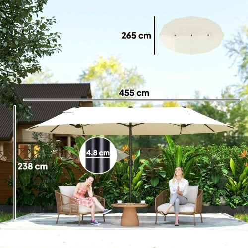 Bobobiy 4.6m Double Garden Parasol - Beige