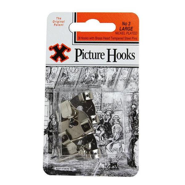 X Picture Hooks No 3 Nickel Plated 3pk - One Colour - 
