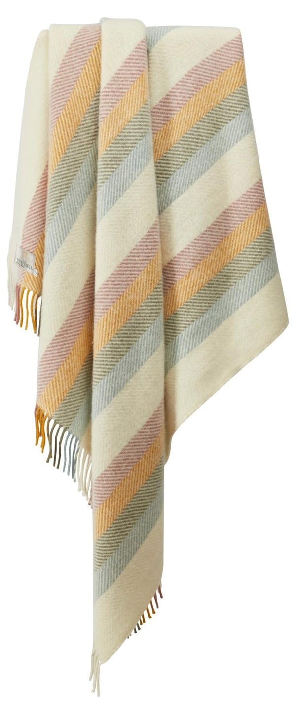 Tweedmill Lifestyle Stripe Throw/Blanket Primrose 100% New Wool Made in the UK