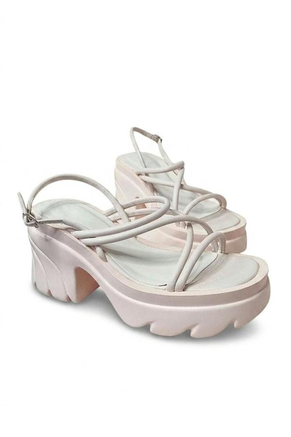 Sienna Faux Leather Extreme Platform Sandals - Cream_wb