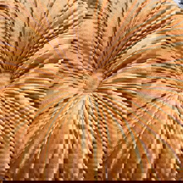 ANYHOUZ Round Pleated Velvet Pillow Soft Cushion Fill