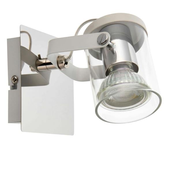 Pagazzi Lighting Errol 1 Light Polished Chrome and White Spotlight Ceiling Light with Glass Shade