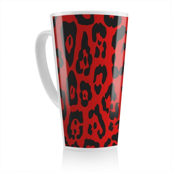 Benjamin Tate Design Red Leopard Print Latte Mug