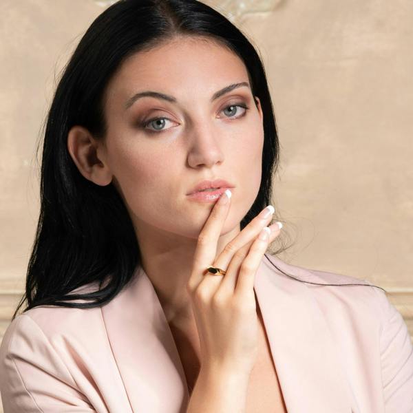 Adjustable Gold Plated Geometric Signet Ring for Women - namana.london