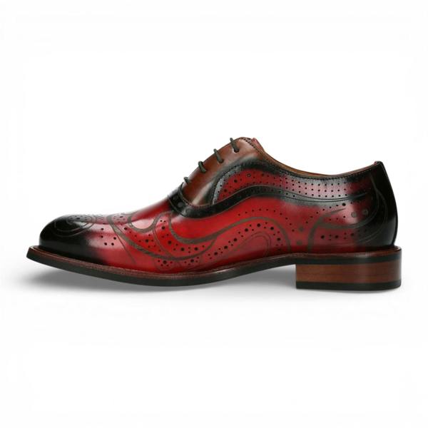 Laura Vita Lorenzo Conti Men's Red Black Leather Brogue Oxford Dress Shoes - Ayan-01