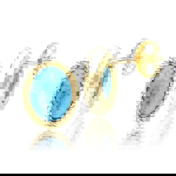 Gemondo Classic Oval Turquoise Cabochon Stud Earrings in 9ct Yellow Gold