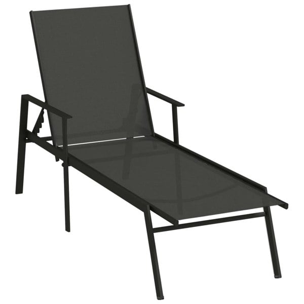 Berkfield Sun Lounger Steel and Textilene Fabric Black