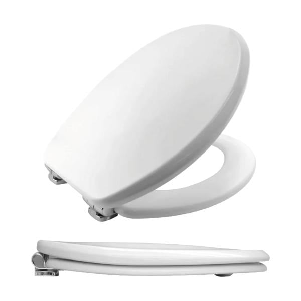 Bemis Moulded Wood Slow Close UltraFix Chrome Hinge Toilet Seat 365 x 430