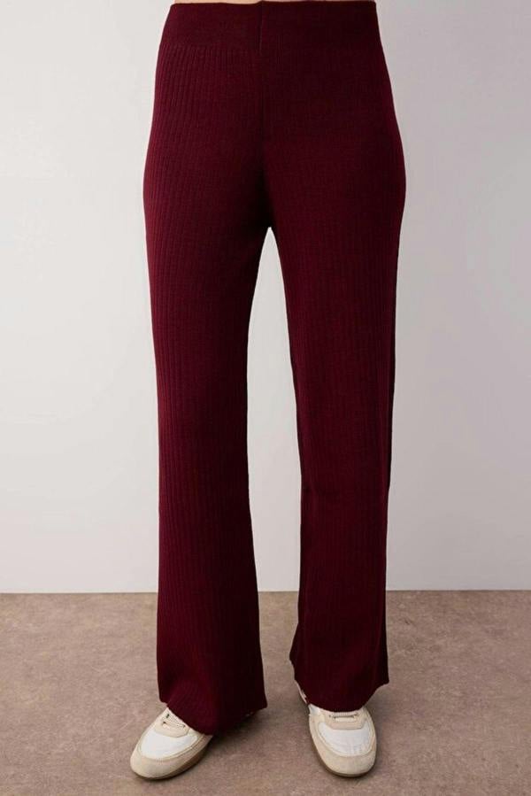 WOVCOR 2-Piece Loose Fit Basic Ribbed Knit Top & Pants Set