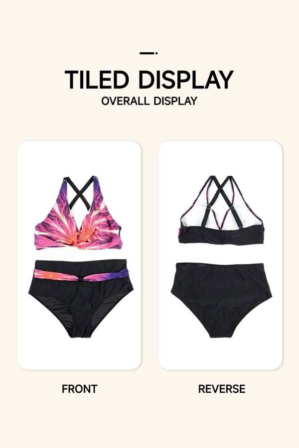 Living and Home Two Piece Swimsuits Bikini Set - Purple