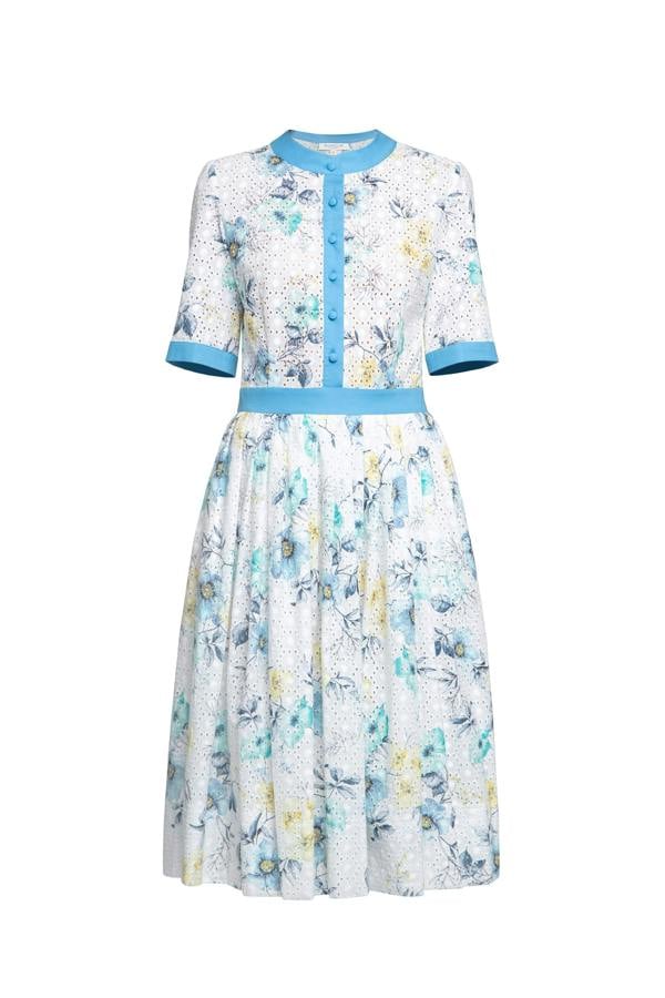 Rumour London Toscana floral print broderie anglaise midi dress in blue