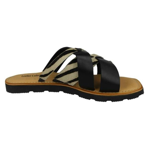 Leather Collection Ladies Leather Collection Zebra Print Mules F00351