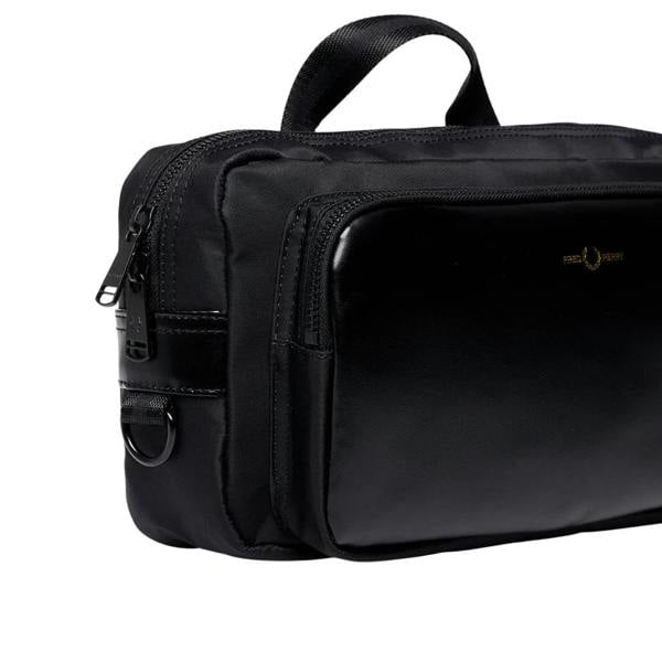 Fred Perry Nylon Twill Leather Cross Body Black Bag 1SZ