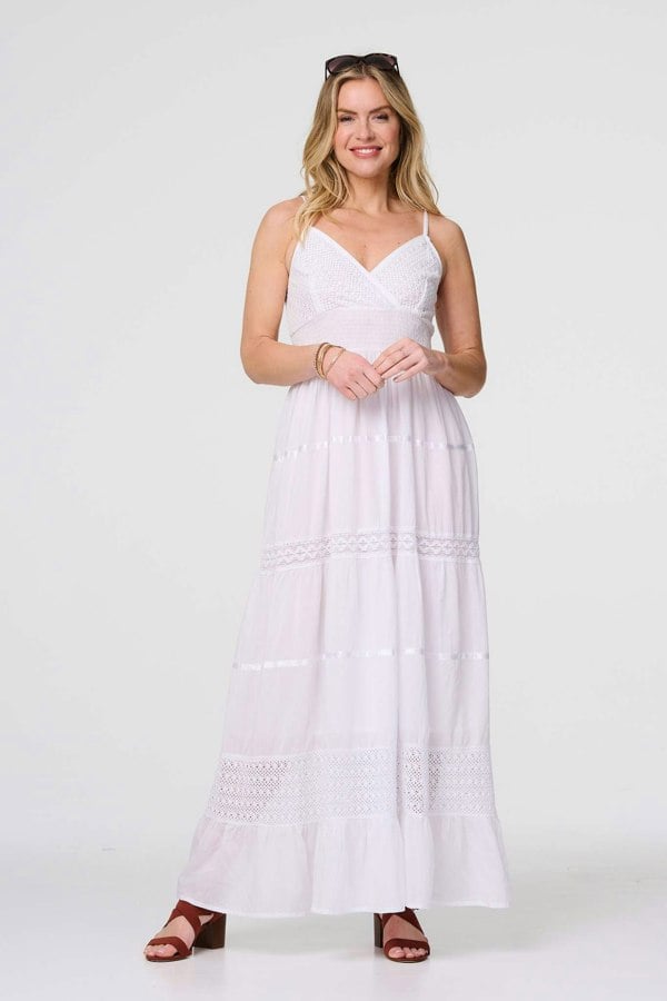 White | Broderie Anglaise Cami Maxi Dress