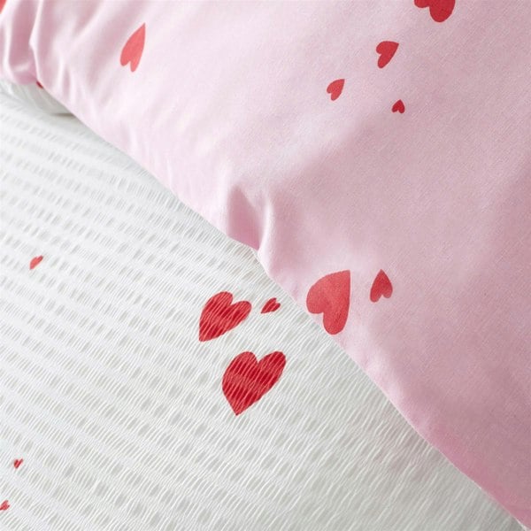 Catherine Lansfield Seersucker Heart White Duvet Cover Set