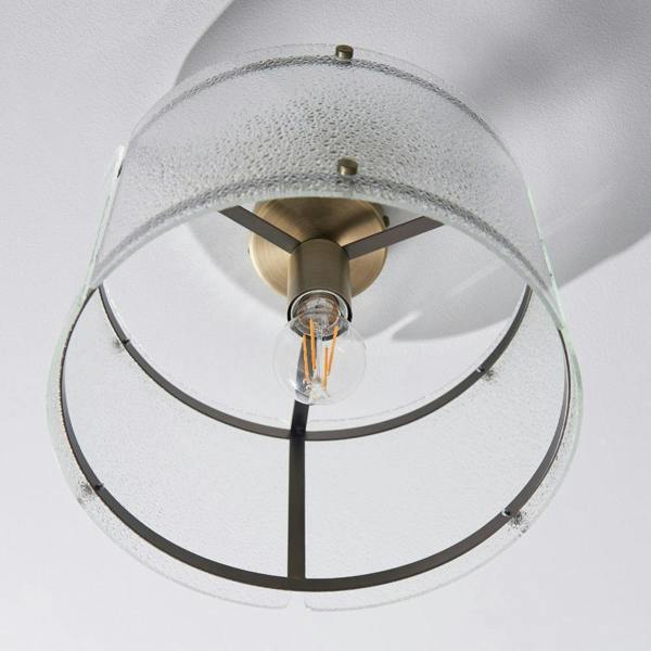 Pagazzi Lighting Traynor Clear And Antique Brass Flush Ceiling Light