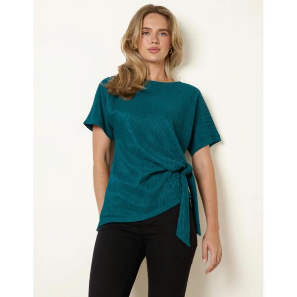 Blue Vanilla Side Tie Crinkle Top
