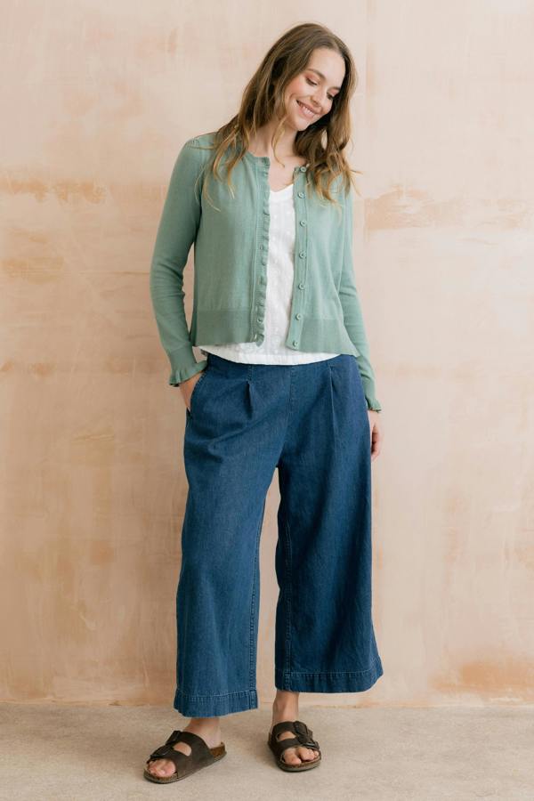 Lily & Me Lauren Ruffle Outfitter Cardigan Ocean