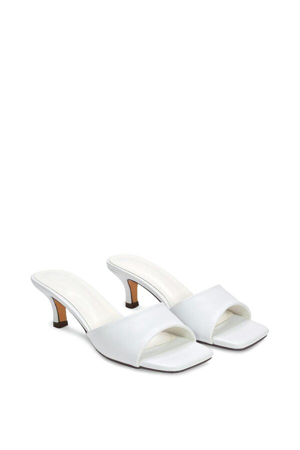 XY LONDON Square Toe Stiletto Kitten Heel Mule Sandals