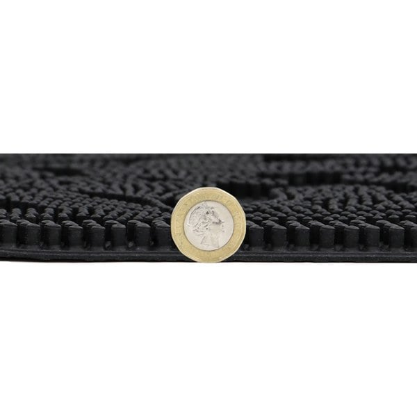 JVL Botany Scraper Rubber Pin Doormat, 40x60cm, Black