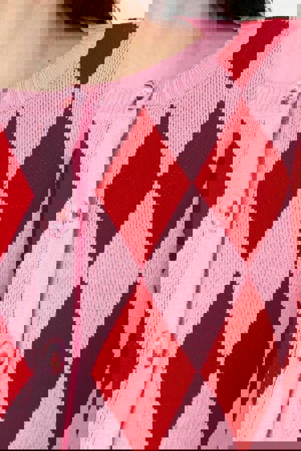 WOVCOR Crop Patterned Knit Cardigan