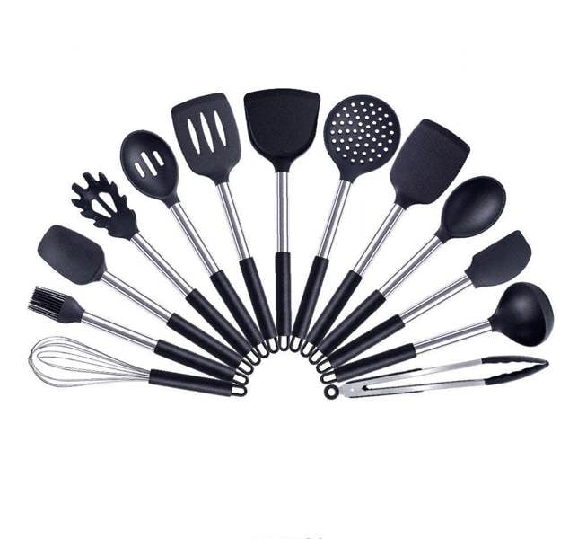 Anygleam Kitchen Utensils Non-stick Black/ Silver 13 Set Cooking Tool Accessories Heat Resistant Kitchenware
