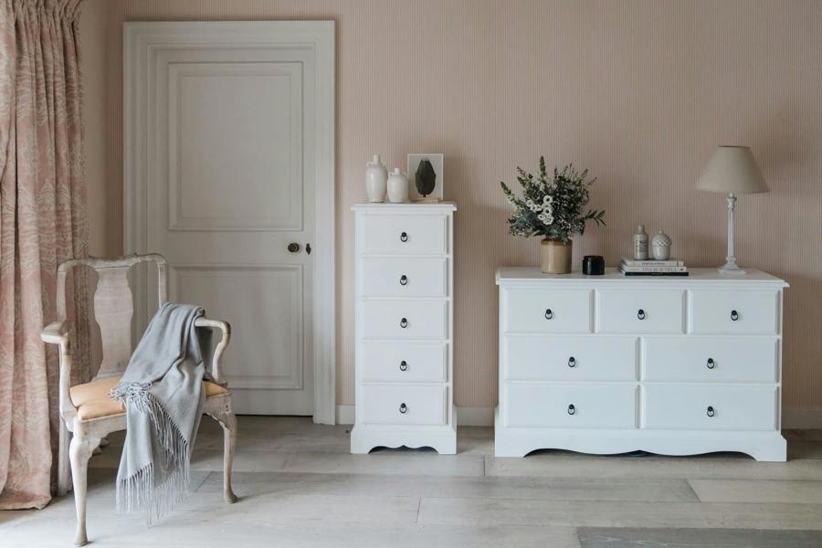Statement Furniture Romance Tallboy 5 Drawer Narrow Chest of Drawers Assembled Bedroom Storage