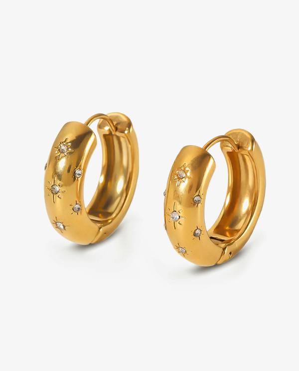 Elk & Bloom Chubby 14k Gold Gemstone Huggie Hoops