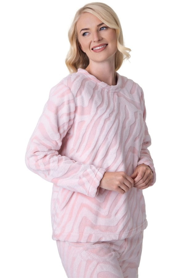 Camille Supersoft Pink Tiger Print Full Length Pyjama Set