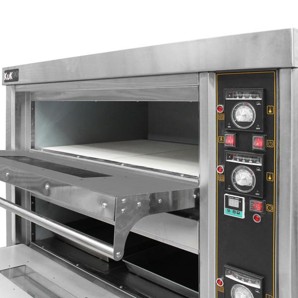 KuKoo large commercial pizza oven with stainless steel finish, dual temperature controls, and spacious baking chamber for optimal cooking