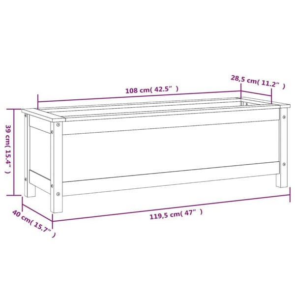 Berkfield Garden Raised Bed 119.5x40x39 cm Solid Wood Douglas