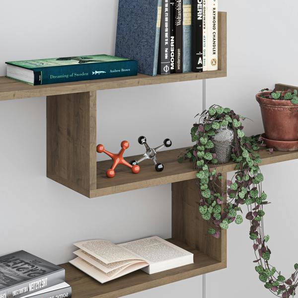 Decortie Modern Tibet Wall Mounted Shelf Floating Bookcase Display Unit 66.5x119x22cm