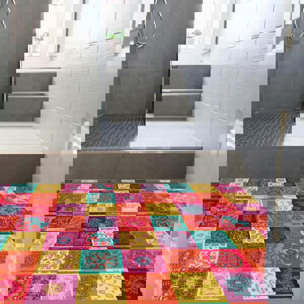 WFS6009 - Colourful Mandala Tiles Floor Sticker 120cm x 60 cm