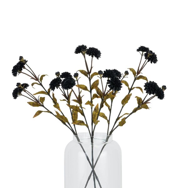 Wyld Haus Set of 3 Artificial Flowers Black Chrysanthemum Stems