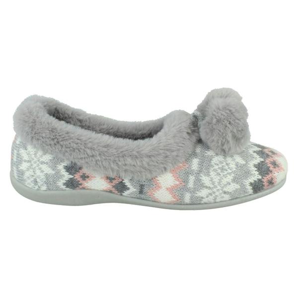 Rose Bank Ladies Rose Bank Memory Foam Norwegian Print Pom Pom Slippers Grace