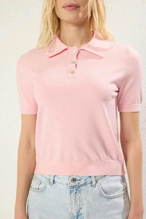 Hoxton Gal Polo Neck Premium Yarn Knit Lightweight Blouse