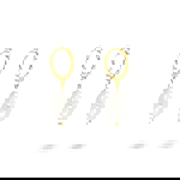 Gold Trip Pearl Drop Huggie Hoops