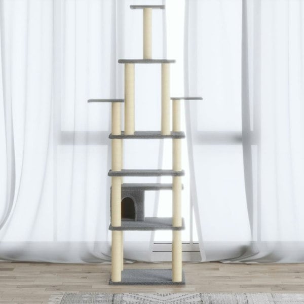 Berkfield Cat Tree with Sisal Scratching Posts Light Grey 183 cm