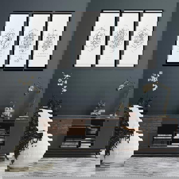 Canvas Pictures For Living Room | Set of 3 Sacred Geometry Wall art Prints