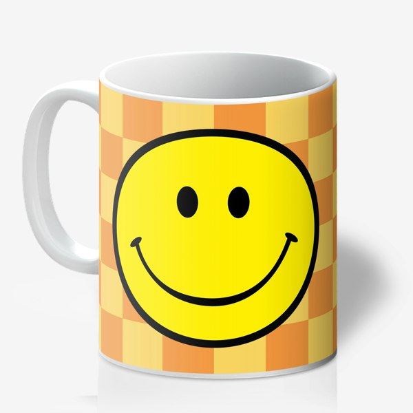 Checkerboard Checkmate Smiley Mug in Marmalade - Love Frankie