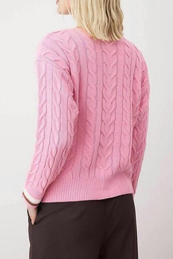 WOVCOR Cable Knit V Neck Jumper
