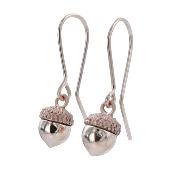 Reeves & Reeves 18k Rose Gold Acorn Earrings