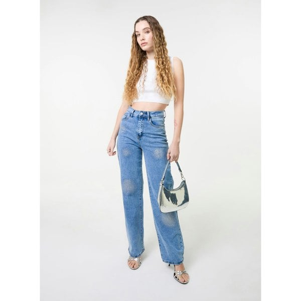 Pink Vanilla High Waist Glitter Jeans