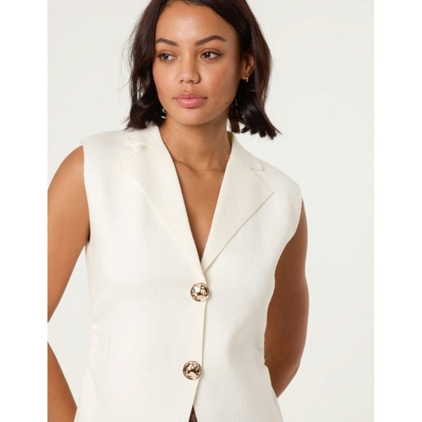 Blue Vanilla Gold Button Front Tailored Vest